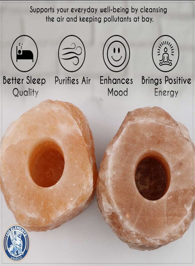 108 ELEMENTS Himalayan Pink Salt Candle Holder, Himalayan Natural Crystal Tea Light Candle Holder (Qty-1), Stone - Image 4